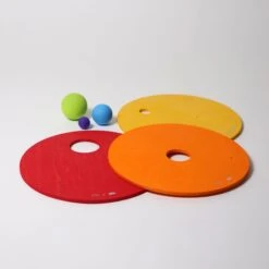 Grimm's X Stapelstein Set - Original Rainbow Classic Complete Set Of 8 + Grimm's Rolling Disc Set -Children Toy Store 10257 Kullerscheiben warmrainbow 1