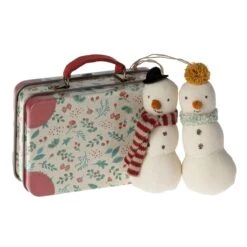 Maileg Snowman Ornaments In Suitcase New