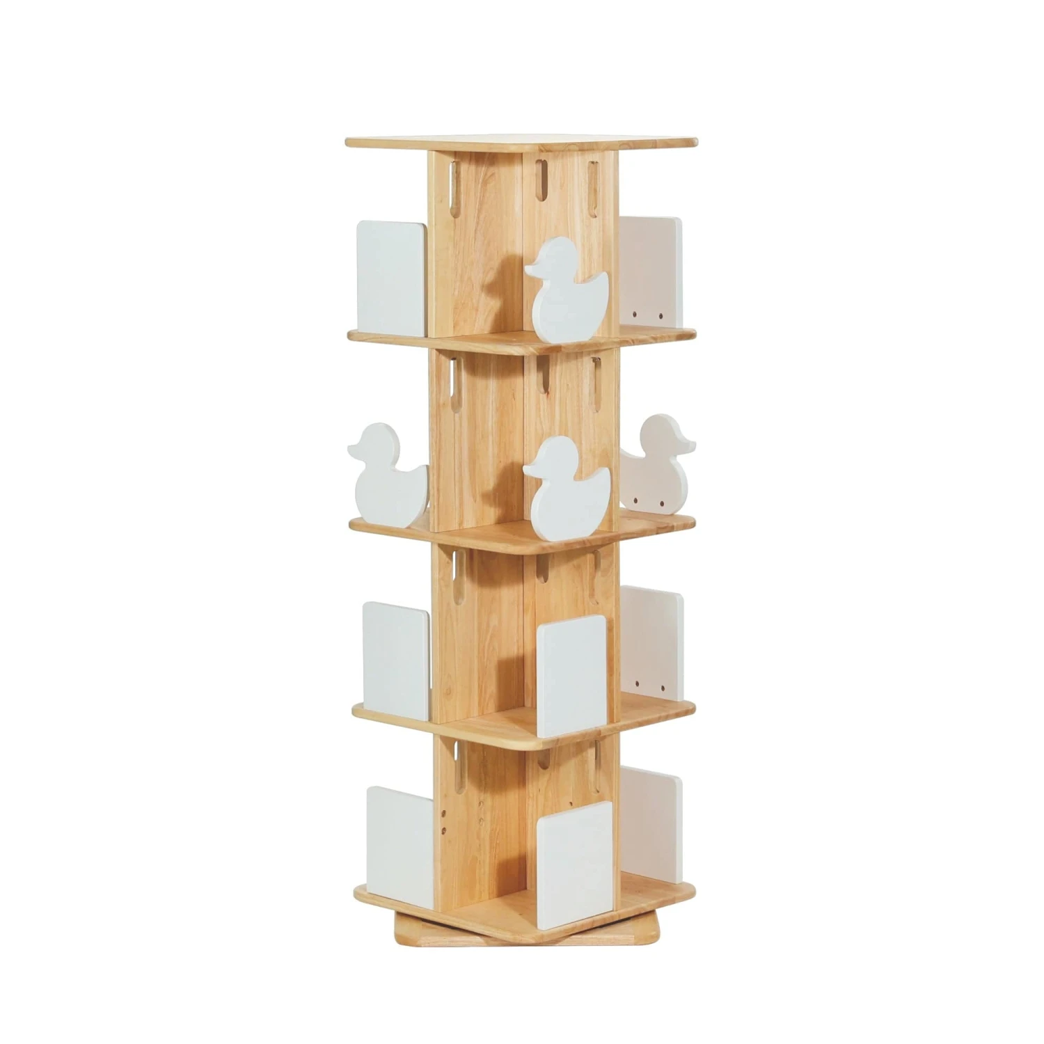 My Duckling Montessori Rotating Bookcase Addon Layer - White/Natural 4 My Duckling Montessori Rotating Bookcase Addon Layer - White/Natural - Image 2