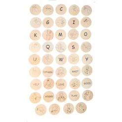 Freckled Frog Sign Language Wooden Disks -Children Toy Store 3014 square white 3 scaled 1