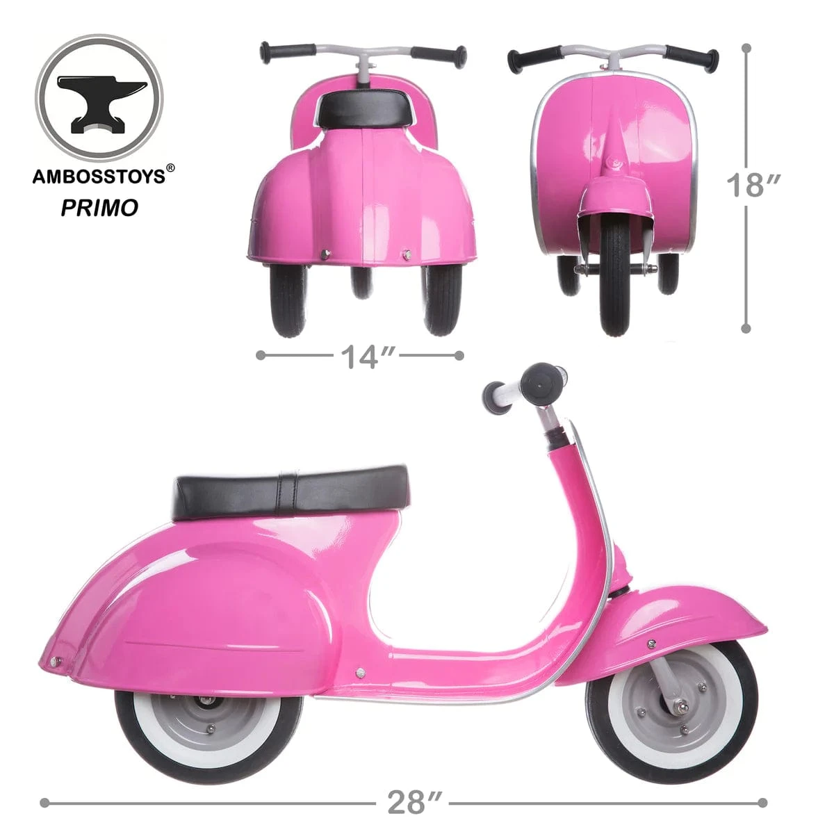 Ambosstoys Primo Classic Pink Ride-On (Leather Seat) 11 Ambosstoys Primo Classic Pink Ride-On (Leather Seat) - Image 9