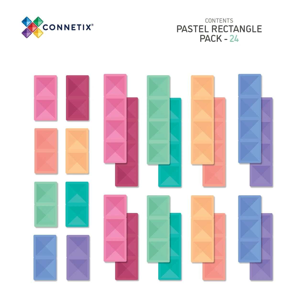 Connetix Tiles Pastel Rectangle Pack 24 Piece 7 Connetix Tiles Pastel Rectangle Pack 24 Piece - Image 5