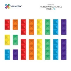 Connetix Tiles Rainbow Rectangle Pack 18 Piece -Children Toy Store CT Box Contents RainbowRect 18