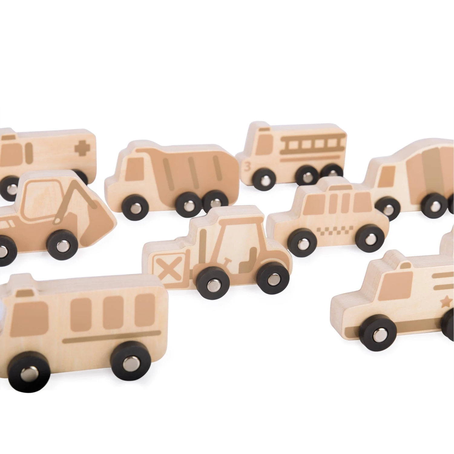 Guidecraft Mini Wooden Trucks - Set Of 10 4 Guidecraft Mini Wooden Trucks - Set Of 10 - Image 2