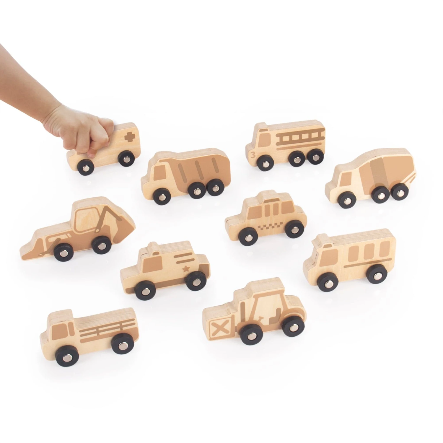 Guidecraft Mini Wooden Trucks - Set Of 10 10 Guidecraft Mini Wooden Trucks - Set Of 10 - Image 8
