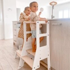 My Duckling Adjustable Learning Tower With Stool – White + Natural 18 My Duckling Adjustable Learning Tower With Stool – White + Natural -Children Toy Store JALADeluxeAdjustableLearningTower