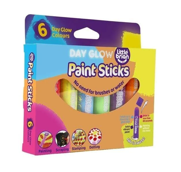 Little Brian Paint Sticks - Day Glow 6 Pk 3 Little Brian Paint Sticks - Day Glow 6 Pk
