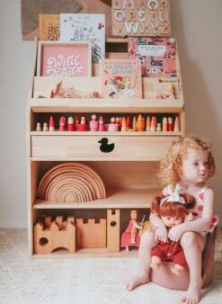 My Duckling Solid Wood 2in1 Display Bookcase (Duck) -Children Toy Store LittleWrens 04