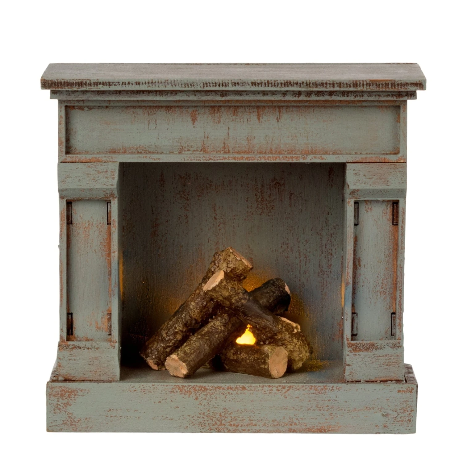 Maileg Miniature Fireplace Vintage Blue 3 Maileg Miniature Fireplace Vintage Blue