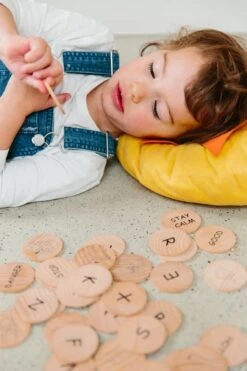 Freckled Frog Sign Language Wooden Disks -Children Toy Store Sign Matching Pairs FF3013 5