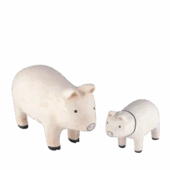T-Lab Pole Pole Wooden Animal Pair Set - Pig