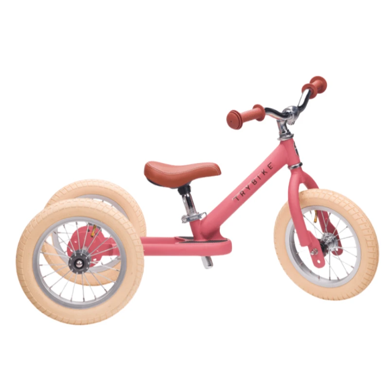Trybike 2 In 1 Vintage Steel Balance Bike - Pink 3 Trybike 2 In 1 Vintage Steel Balance Bike - Pink