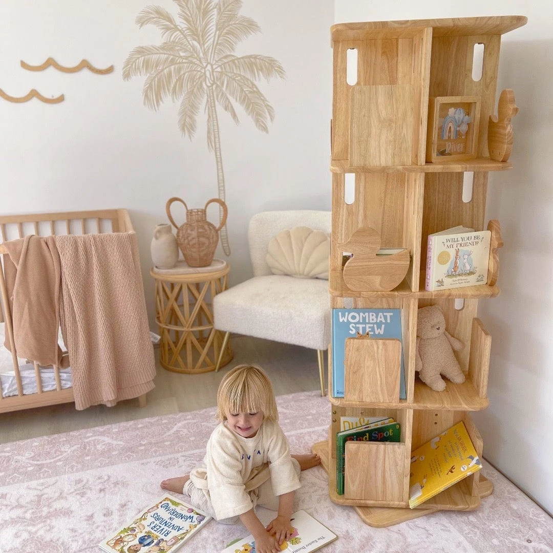 My Duckling Montessori Rotating Bookcase - Natural 7 My Duckling Montessori Rotating Bookcase - Natural - Image 5