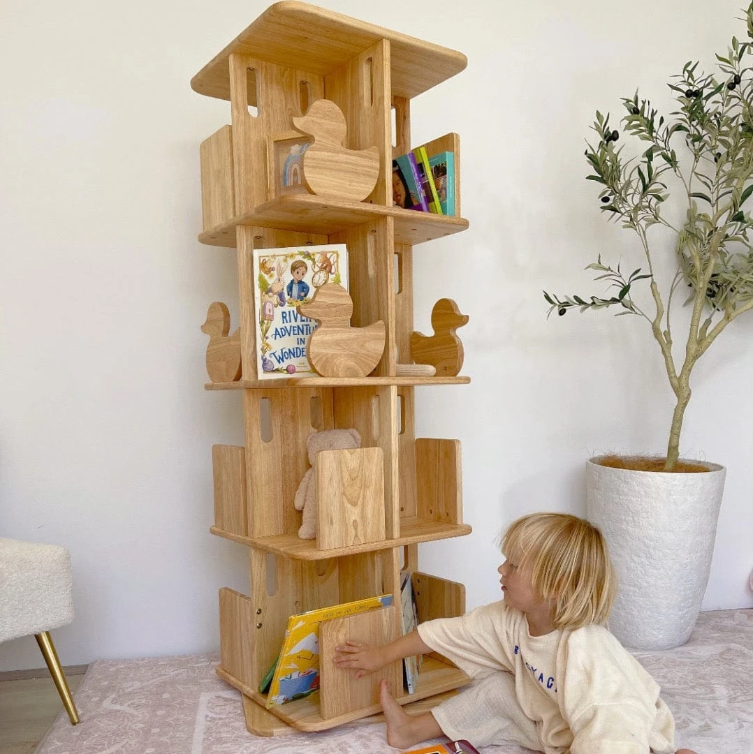 My Duckling Montessori Rotating Bookcase - Natural 6 My Duckling Montessori Rotating Bookcase - Natural - Image 4