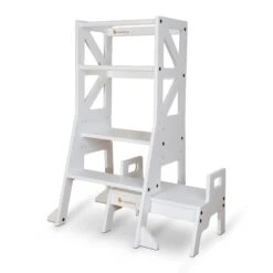 My Duckling JALA Deluxe Adjustable Learning Tower (White) - Flag With Rectangle Handle