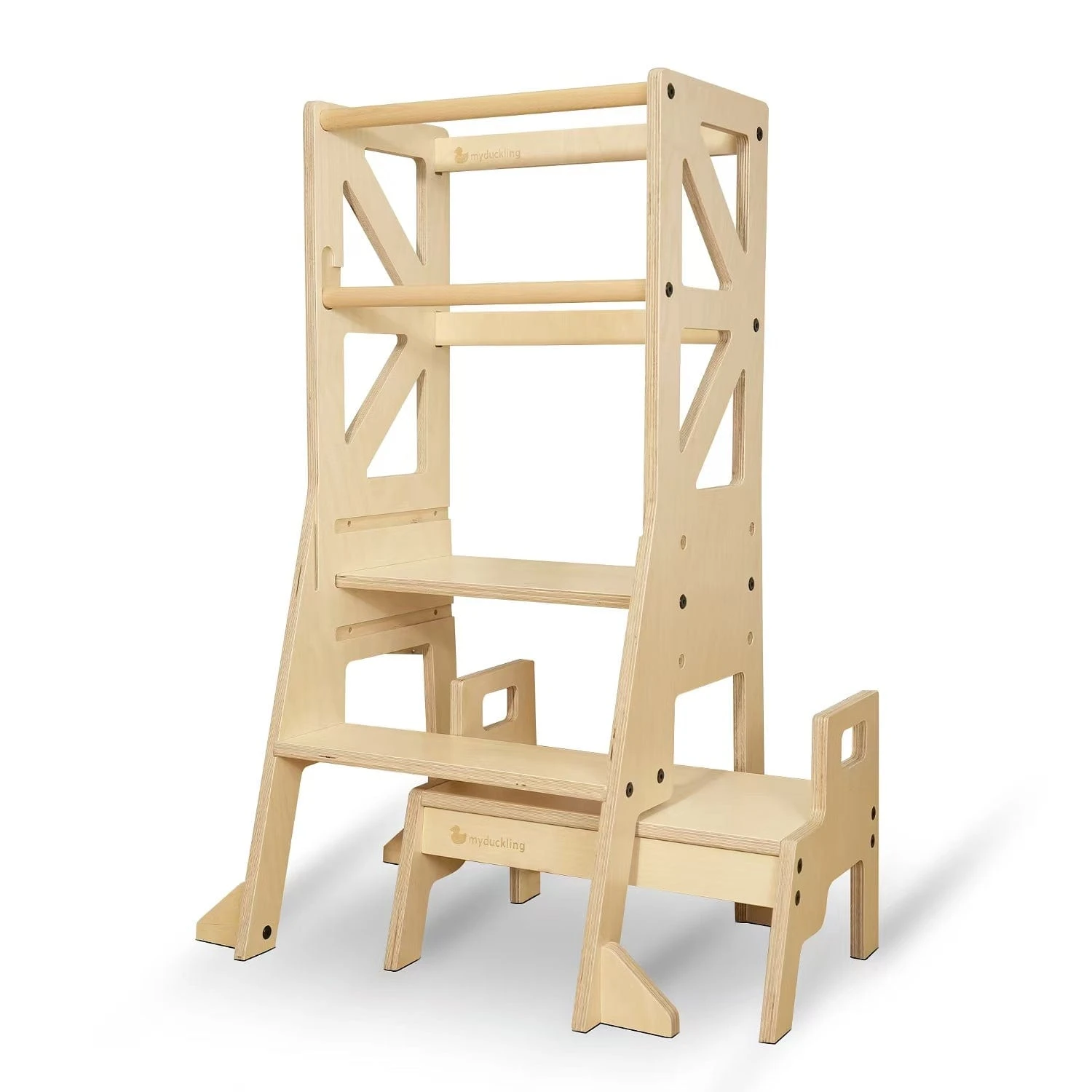 My Duckling JALA Deluxe Adjustable Learning Tower (Natural) - Flag With Rectangle Handle 4 My Duckling JALA Deluxe Adjustable Learning Tower (Natural) - Flag With Rectangle Handle - Image 2