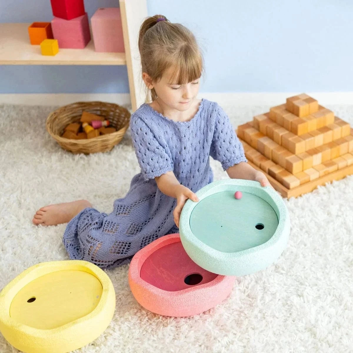 Grimm's X Stapelstein Set - Original Rainbow Complete Pastel Set Of 8 + Grimm's Rolling Disc Set 5 Grimm's X Stapelstein Set - Original Rainbow Complete Pastel Set Of 8 + Grimm's Rolling Disc Set - Image 3