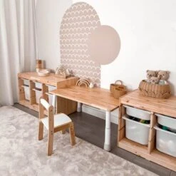 My Duckling Montessori Kids Height Adjustable Table With One Wooden Chair