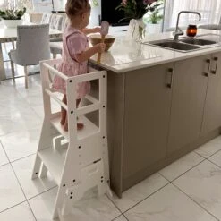 My Duckling Adjustable Learning Tower With Stool -White -Children Toy Store my duckling jala deluxe adjustable learning tower 44783351398564