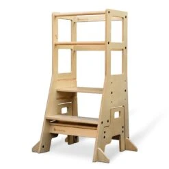 My Duckling Adjustable Learning Tower With Stool –Natural -Children Toy Store my duckling jala deluxe adjustable learning tower natural 43901763748004 2 1