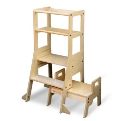 My Duckling Adjustable Learning Tower With Stool –Natural -Children Toy Store my duckling jala deluxe adjustable learning tower natural 43901763780772 2 1