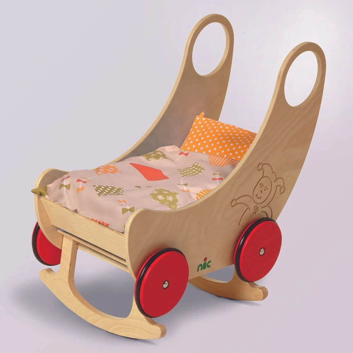 Nic Two-In-One Convertible Wooden Cradle And Pram 3 Nic Two-In-One Convertible Wooden Cradle And Pram