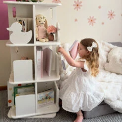 My Duckling Montessori Rotating Bookcase - White 9 My Duckling Montessori Rotating Bookcase - White -Children Toy Store snapins ai 3642213001174275035