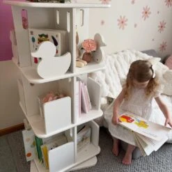 My Duckling Montessori Rotating Bookcase - White