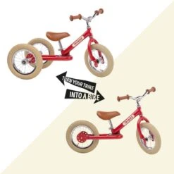 Trybike 2 In 1 Vintage Steel Balance Bike - Red -Children Toy Store trybike 2 in 1 red vintage steel balance bike 3 wheel 8